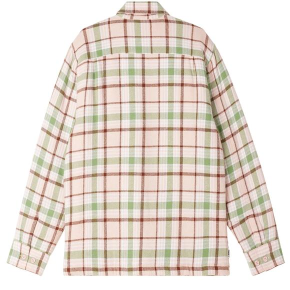 New Urban Outfitters OBEY Dom Plaid Shirt Jacket $120 MEDIUM Pink Clay - Picture 6 of 8